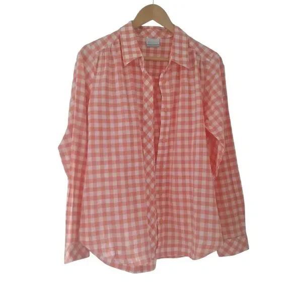 Columbia Women's Camp Henry III Long Sleeve Shirt Gingham Cotton LIght-Weight - Picture 2 of 13